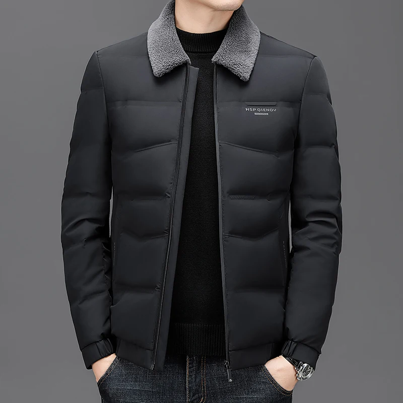 Winter Down Jacket Men's high quality Detachable fur collar 95% White Duck Down Warm Parka Male Business Brand Short Jacket