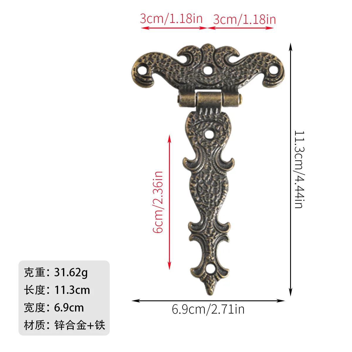 Vintage zinc alloy wooden box home decoration hinge European vintage hinge wooden box gift accessories bronze door hinges