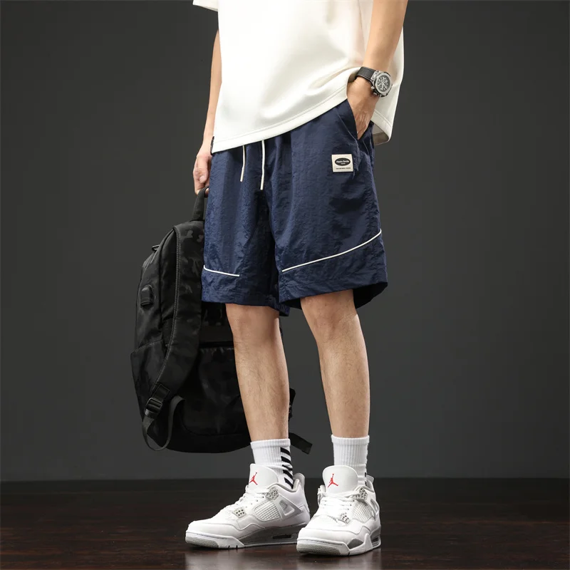 

Мужские летние тонкие быстросохнущие повседневные шорты из ледяного шелка, свободные шорты для баскетбола