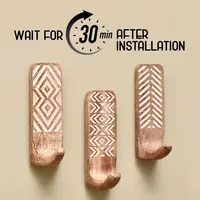 Non-Destructive Wood Wall Hooks - Adhesive Wall Hooks - Boho Decorative Wall Hooks 2