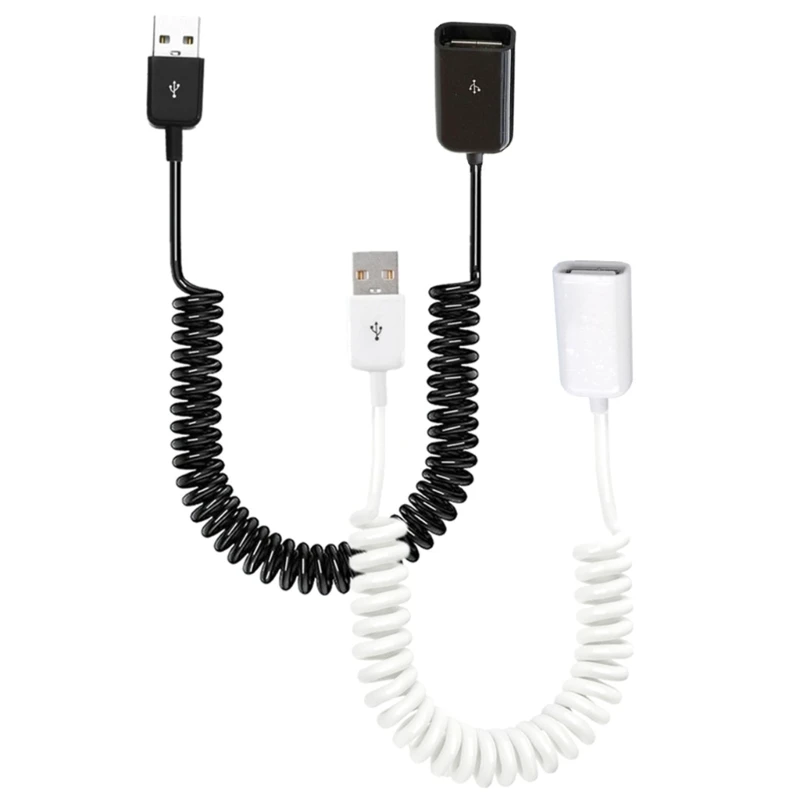 Coiled USB Extension Cable - 1M/3.2Ft Spring Telescopic Adapter