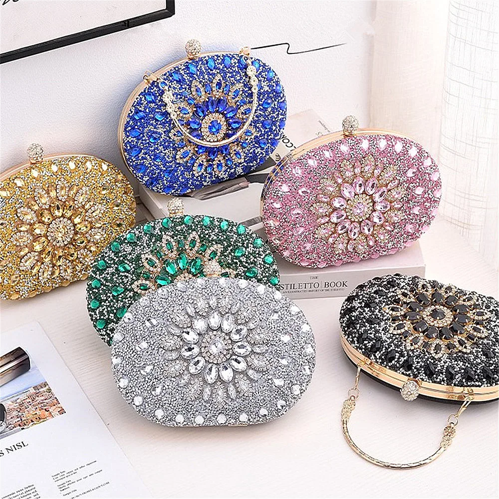 Strass Vrouwen Luxe Clutch Avondtas Crystal Diamant Dame Zaktas Portemonnee Mode Bruiloft Party Ketting Schouder Handtas