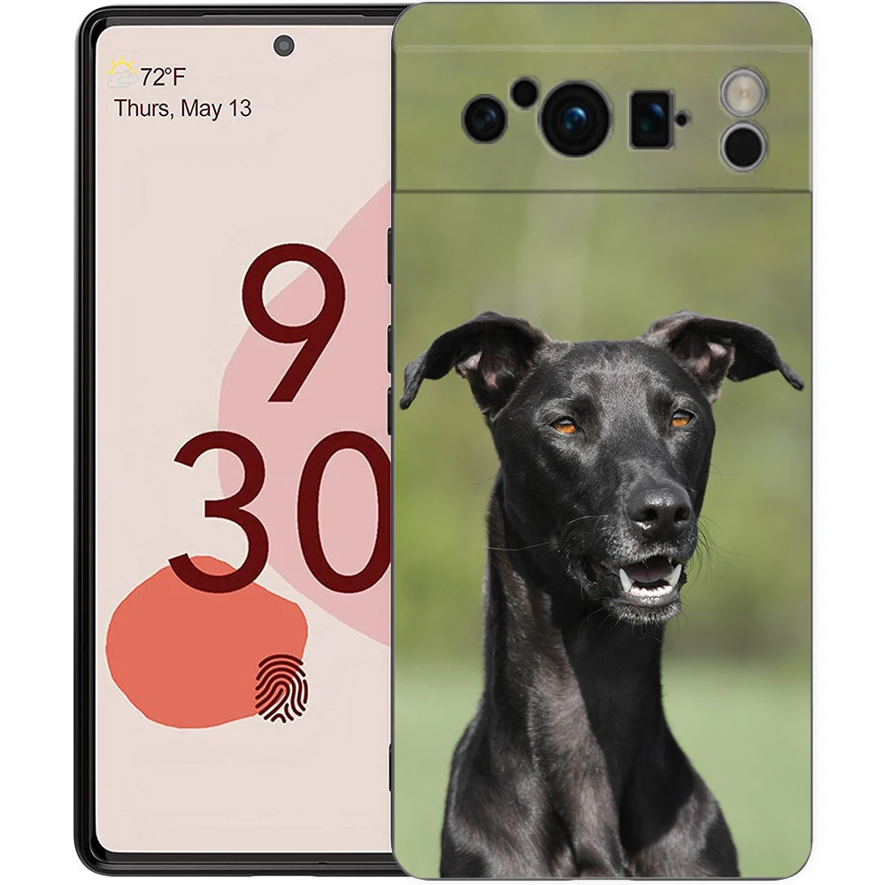 Elegant Greyhound Dog Design Black Soft TPU Phone Case
