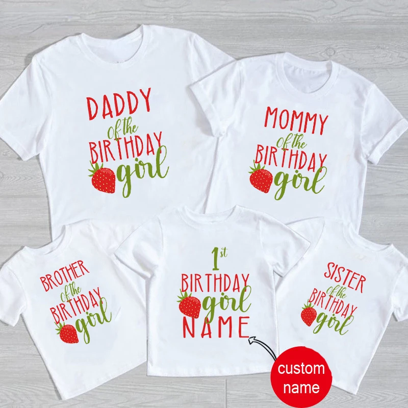 Strawberry Birthday Outfit Family Party Shirt Girl Sweet One Baby Girl First Birthday Matching Shirt 1St Party Shirt Nome Personalizzato