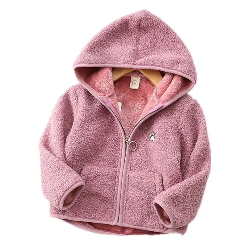 

Chidren Teddy Fleece Hooded Jacket Autumn/Winter Kids Zipper Warm Cardigan Coat For Baby Boys Girls 2-10 Years Outerwear CC093