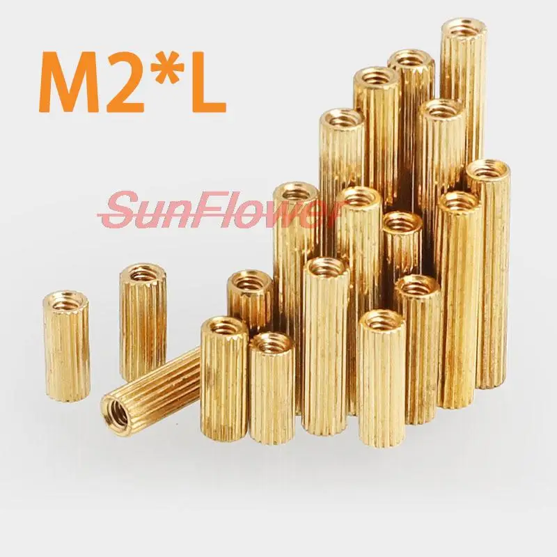 

50pcs M2*L L=3mm to 38mm 2mm Thread Brass Round Standoff Spacer Female Female M2 Brass Threaded Spacer