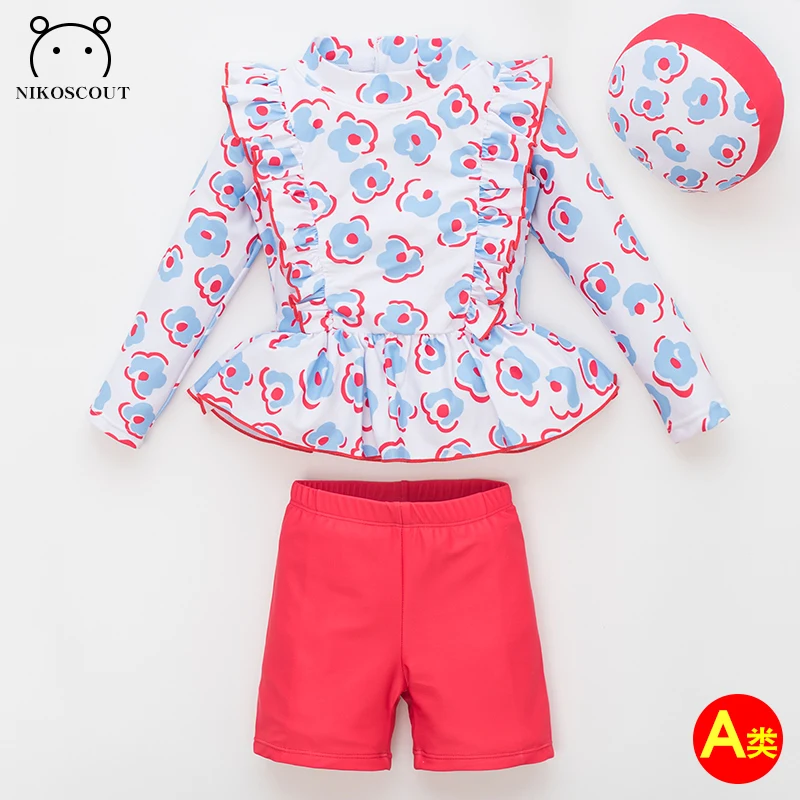Swimsuit for Kidsren and Girls, Long-Sleeved, Quick-Drying, Sunscreen Split, , Warm, Medium and Large Kidsren's Style Swimsuit