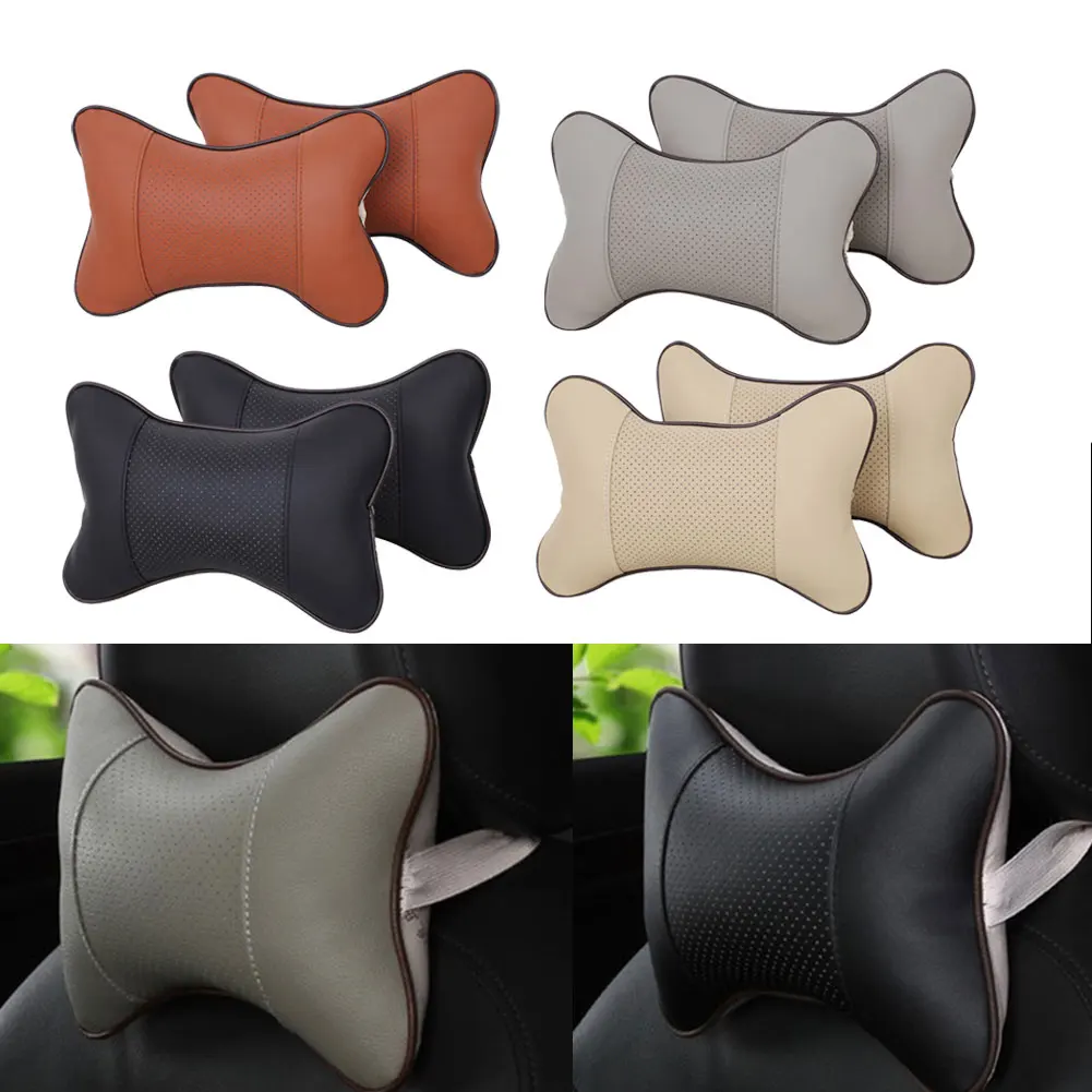 1pcs 27 X 18 X 9 Cm Car Seat Head Neck Rest Leather Support Cushion Pad