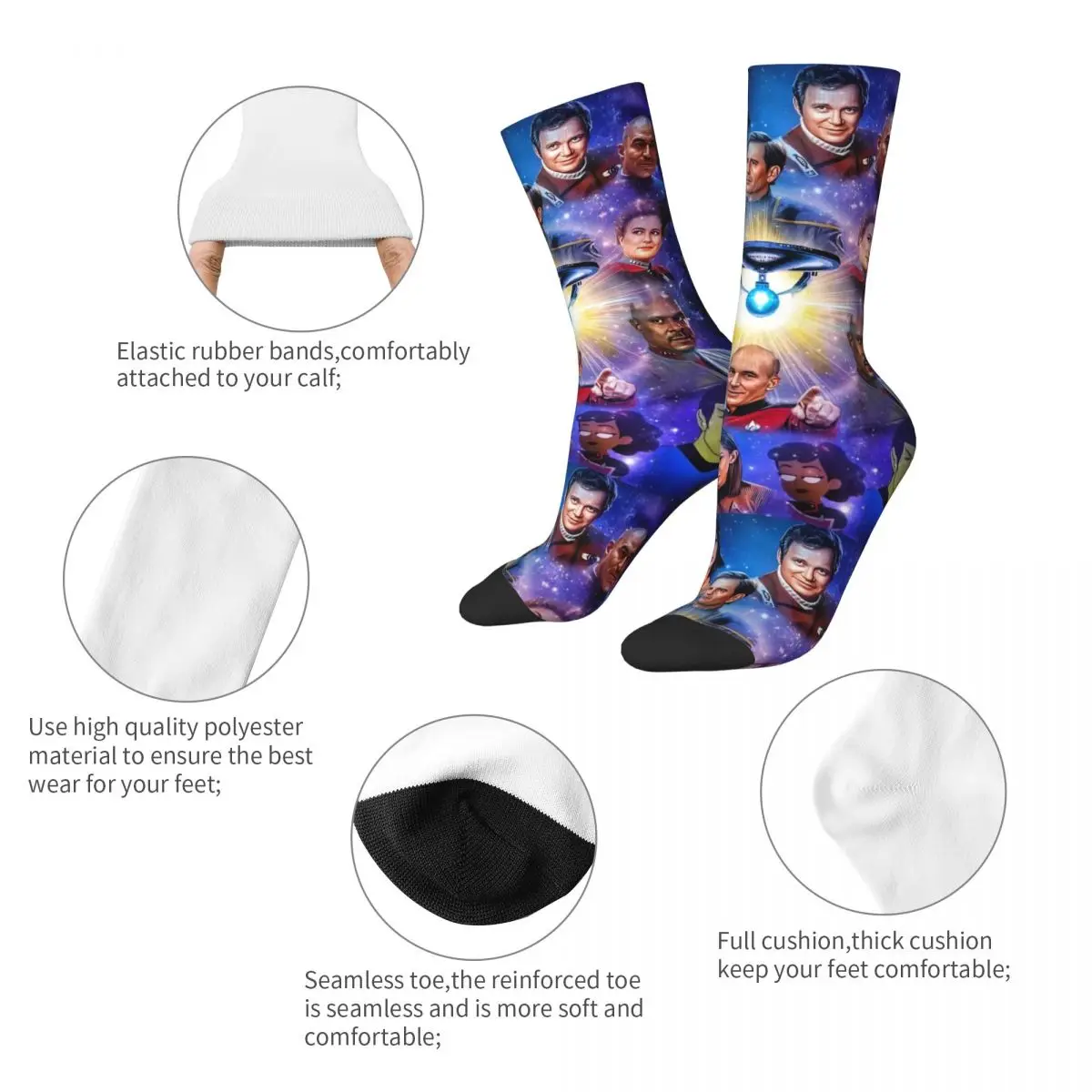 Stellar Starfleet Inspired Trendy Socks – Warm, Soft, Non-Skid Cycling Stockings