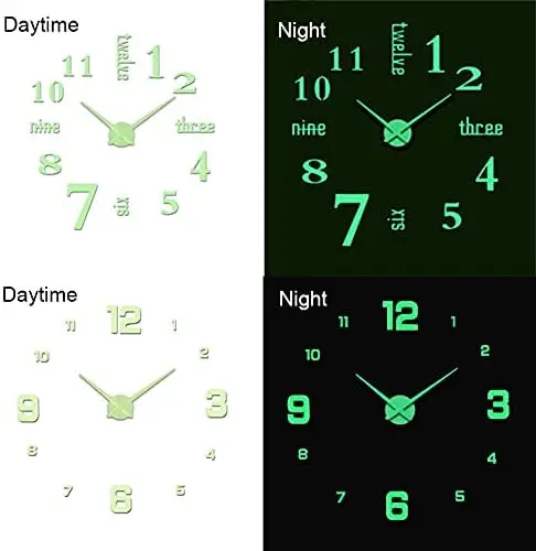 Luminous Wall Clocks Multistyle DIY Acrylic Mirror Wall Stickers for Home Decor