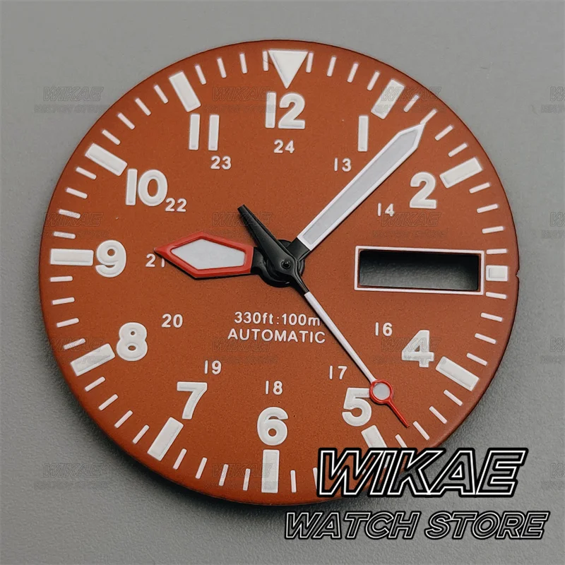 29mm Green Luminous Watch Dial with Multi-Color Options and Dual Date Calendar Window