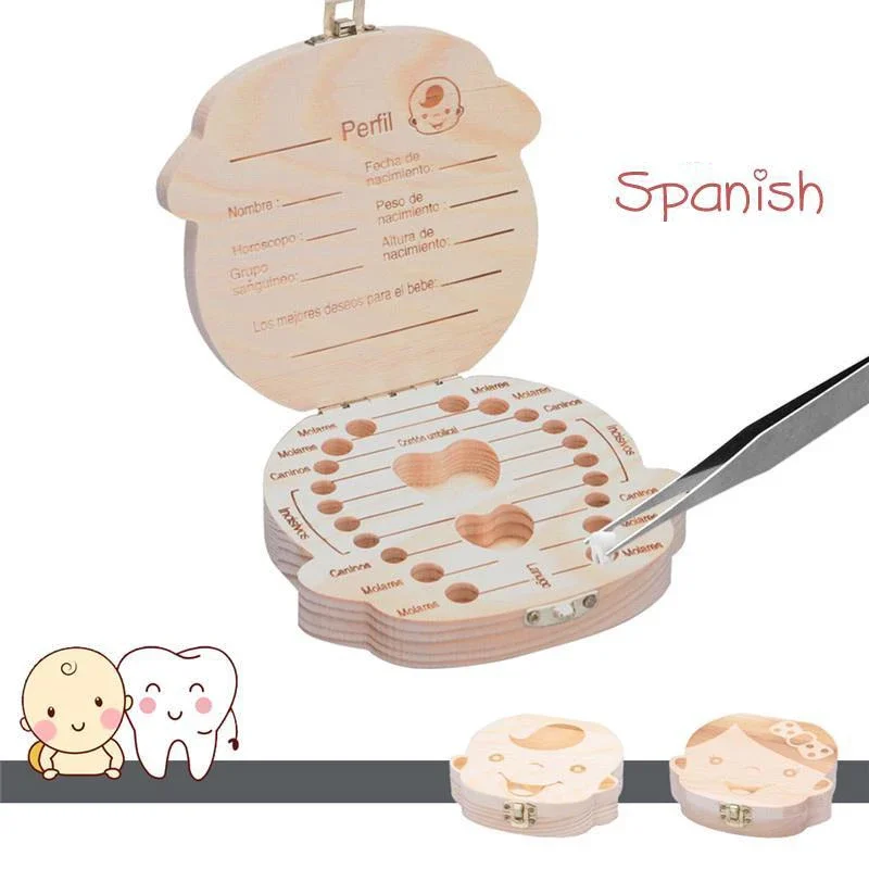 Baby Tooth Box Spanish Wooden Storage