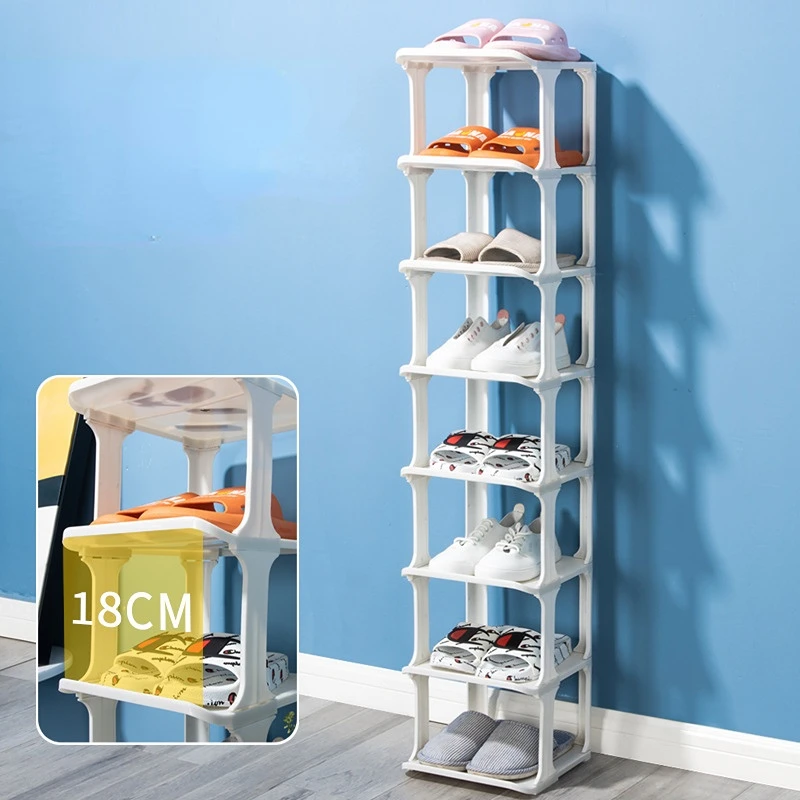 Household Storage Artifact Multi-Layer Shoe Storage Rack Space Saving  Economical Home Narrow Door Corner Seam Door Shoe Cabinet