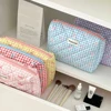 Cute Bow Cotton Makeup Bag Women Zipper Cosmetic Organizer Female Cloth Box Shape Portable Toiletry Case for Girls 3
