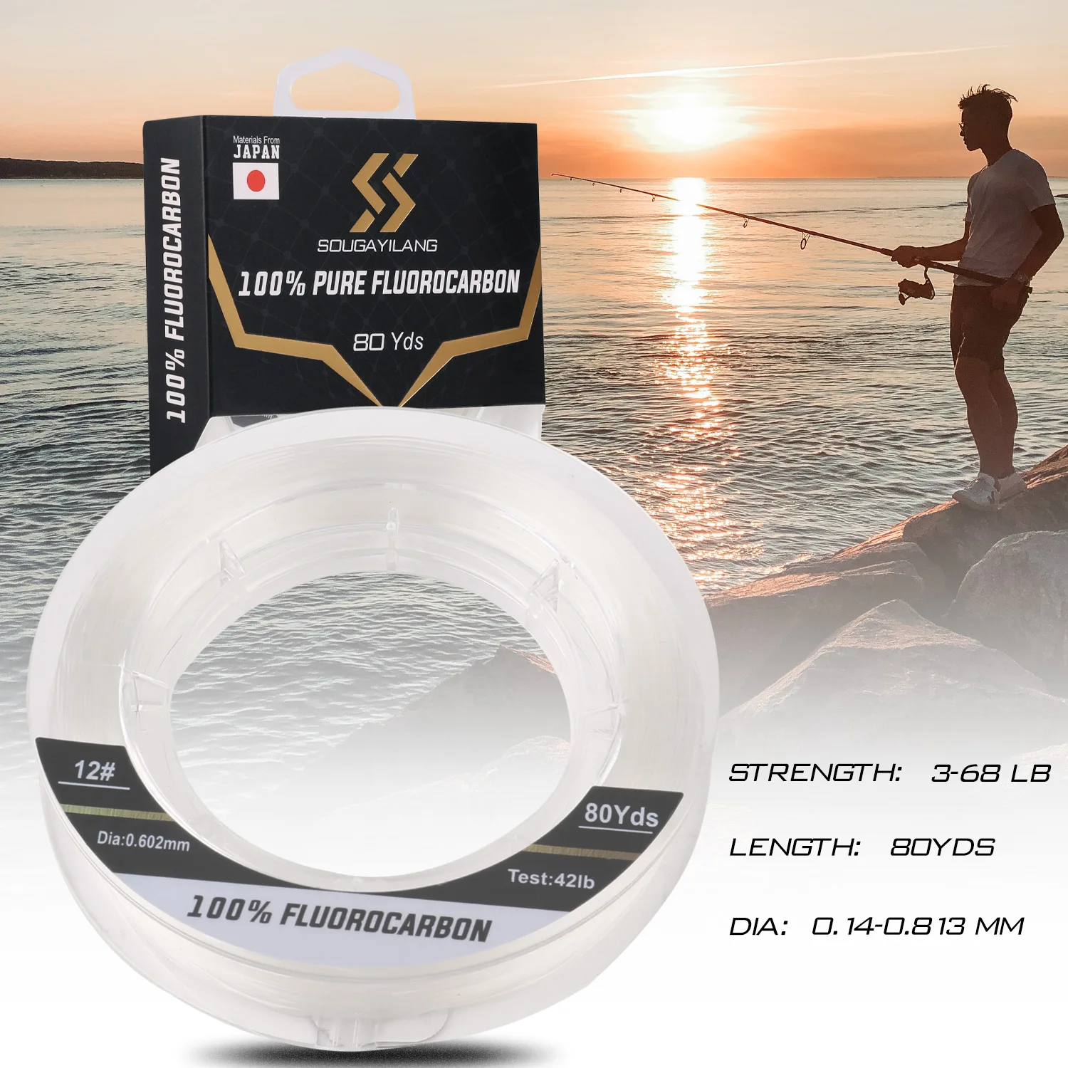 Sougayilang Fluorocarbon Fishing Lines Low Ductility High Sensitive Fishing  Lines 80M 3-68LB Fishing Test Fishing Tackle Pesca - AliExpress