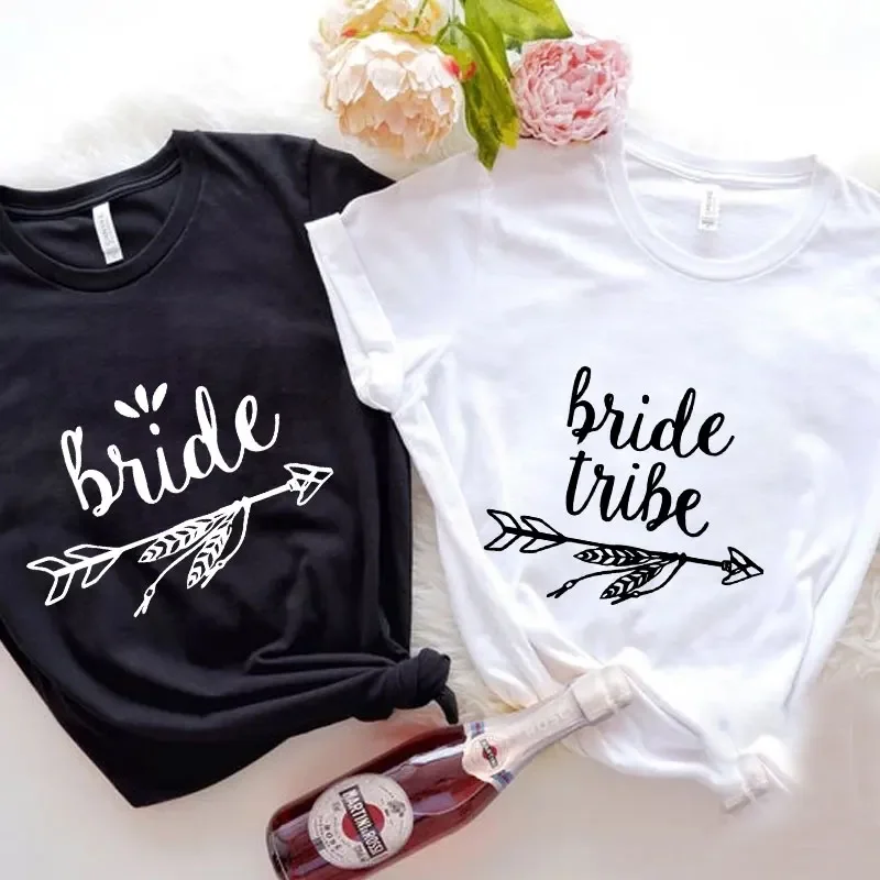 

Team Bride Tshirt Bachelorette Hen Bridal Wedding Party T-Shirts Tees Women Short Sleeve Clothing Friends Single Farewell Tops