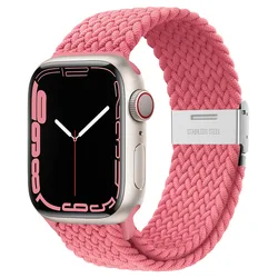 Elastic Braided Nylon Solo Loop Strap - 42 44 45 49 S10 - 46mm (Pink Punch)