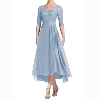 Abiti per la madre della sposa Mezze maniche Abito da ballo in pizzo con perline Abito da sera per la madre dello sposo in chiffon