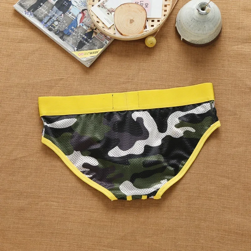 Men's nylon mesh breathable cool camouflage panties addicted youth briefs 5