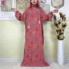 Abaya musulmane à double chapeau pour Ramadan, vêtements de prière africains, coton solide, broderie, adt, dubaï, turquie, islam, nouveau, 2025