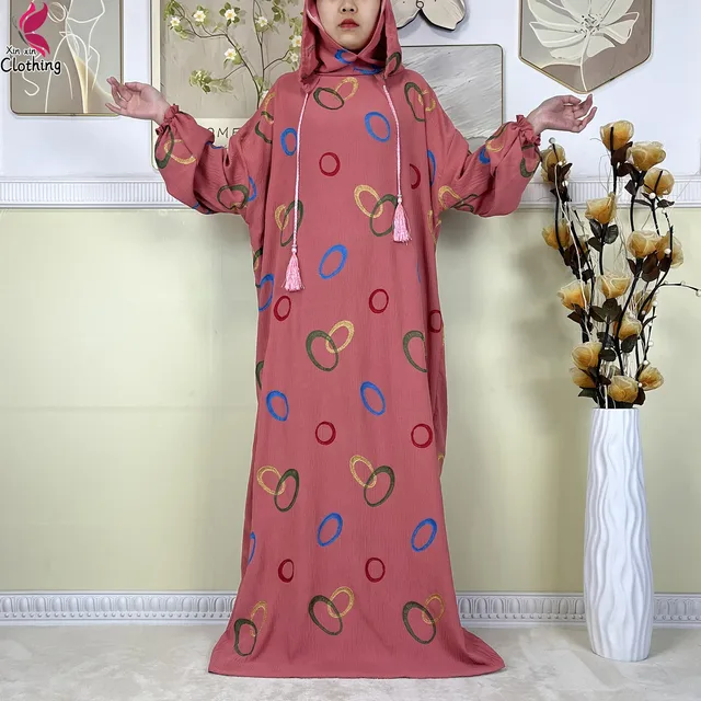 Abaya musulmane à double chapeau pour Ramadan, vêtements de prière africains, coton solide, broderie, adt, dubaï, turquie, islam, nouveau, 2025