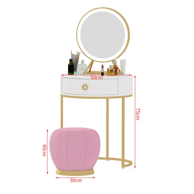 

Nordic Light Luxury Dresser Bedroom Simple Small Vanity Makeup Table With Mirror Wooden Advanced Feel Bay Window Dressing Table