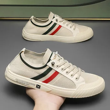 2025 spring and summer new fashion breathable trend sports leisure mesh board shoes a slip-on lazy shoes