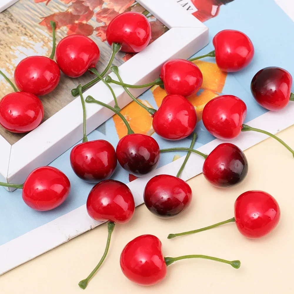 50/10Pcs Artificial Fruit Model Fake Cherry Simulation Cherry Ornament Craft Food Photography Props Party Decor Home Decoration artificial fruits and vegetables