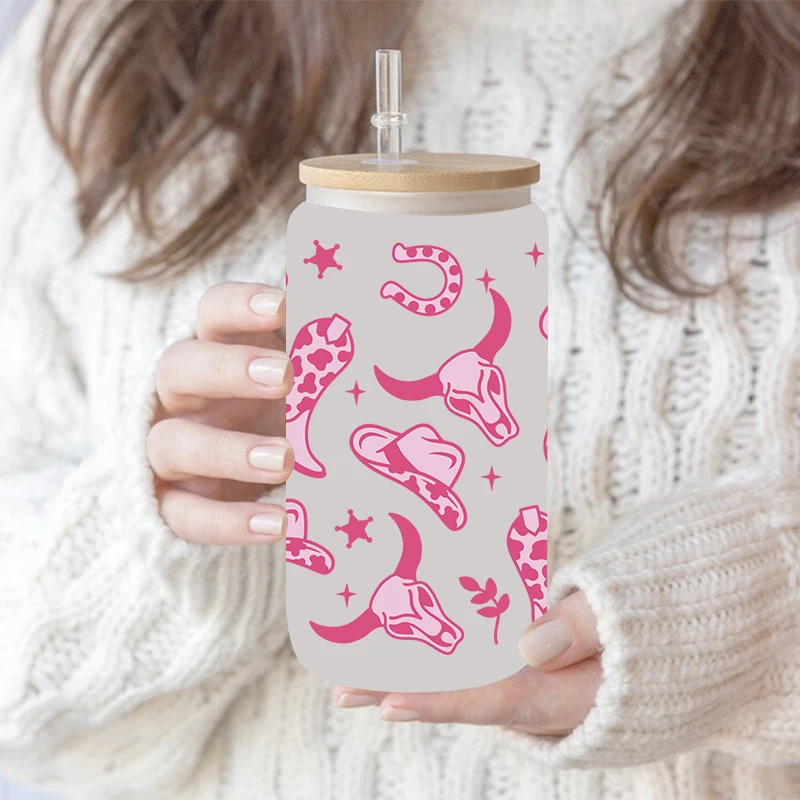 UV DTF Cowboy Cowgirl Western Style Prints Sticker For 16oz Libbey Glasses Wraps Bottles Cup Can DIY Waterproof D3141 Dtf Transfer Sticker