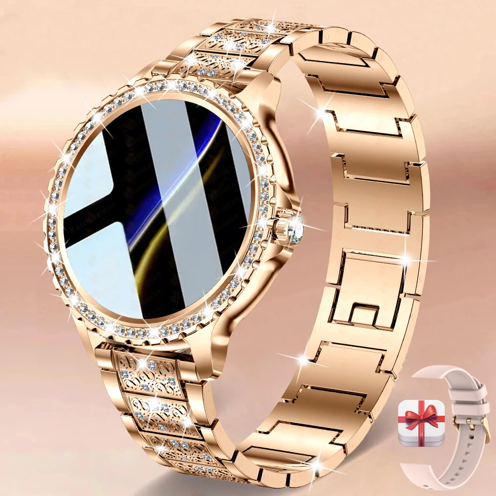 2023 New Fashion Women Bluetooth Call Smart Watch 1.32 "Amoled 360*360 Hd Screen Sport Fitness Ladies Smartwatch Diamond Band