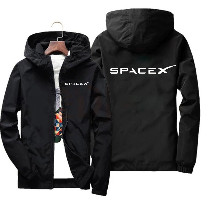 2024 New Mens SpaceX Space X Logo Hooded Sweatshirts Print Casual Spring and Fall Protective Running Suits Sports Coats Zipper sweatshirts fall is my second favorite f word plaid pumpkin sunflower sweatshirt in orange size l s