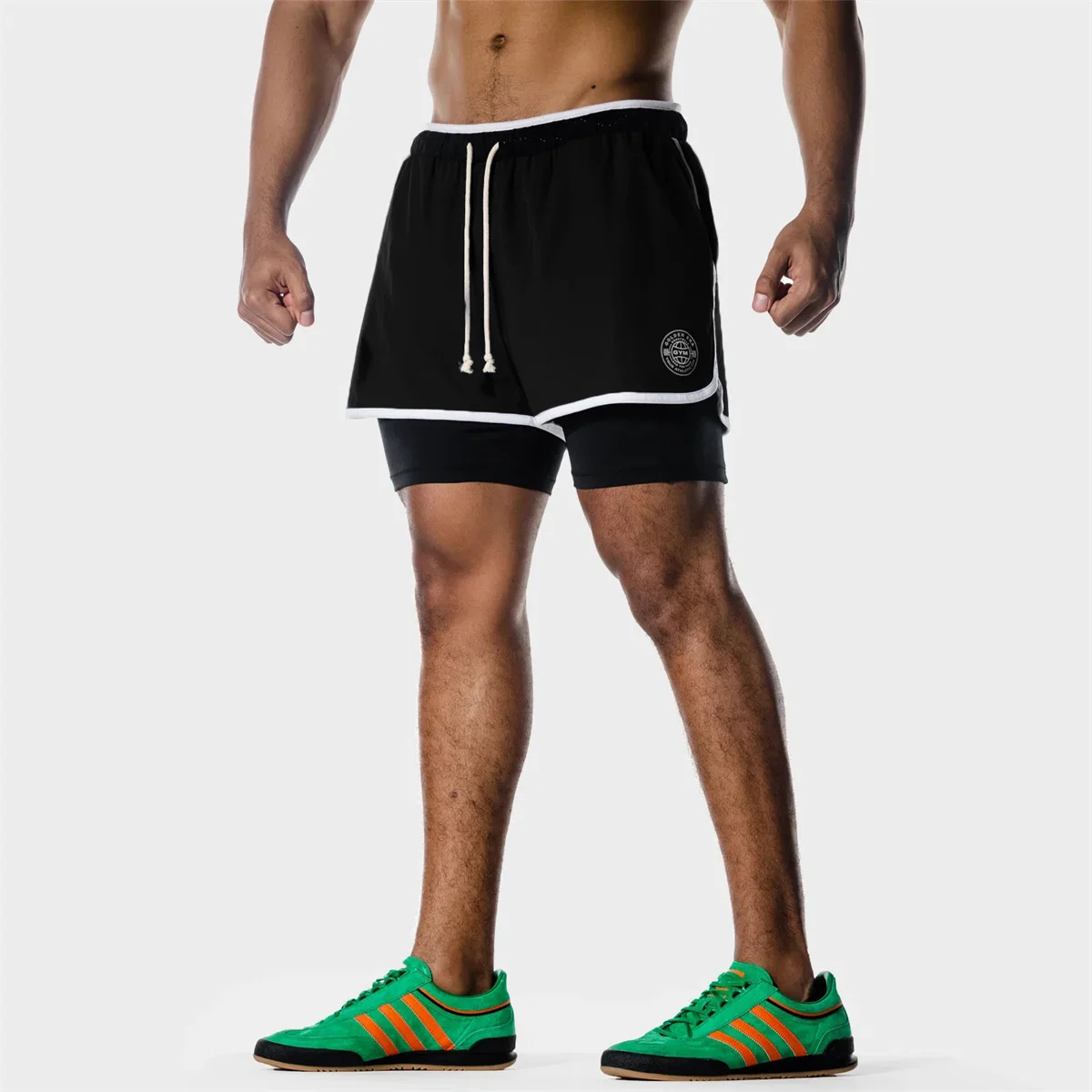 2 in 1 Fitness Shorts Men Running Quick Dry Bermuda Summer Gym Bodybuilding Crossfit Sports Clothing 2022 Male Training Bottoms