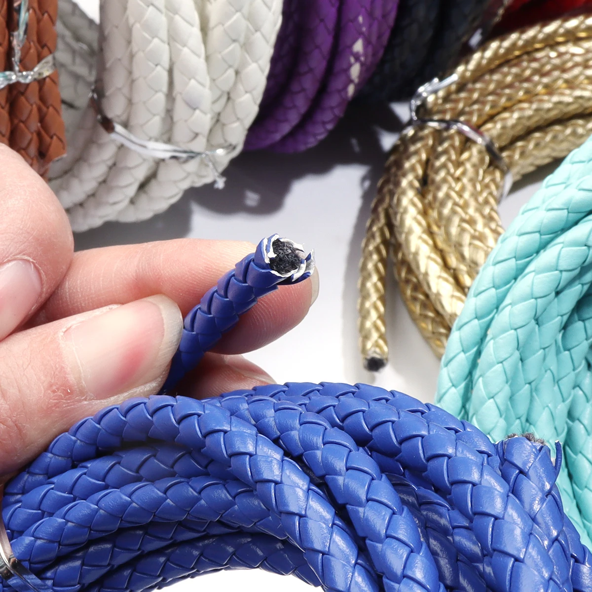 Yards/lot 6mm 7mm Round Braided Leather Cords PU Leather