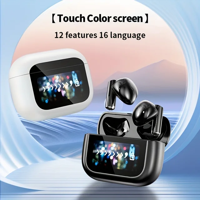 True Wireless Earbuds with Charging Case Wireless Earphones with Touch Screen HiFi Sound Quality Long Battery Life 2