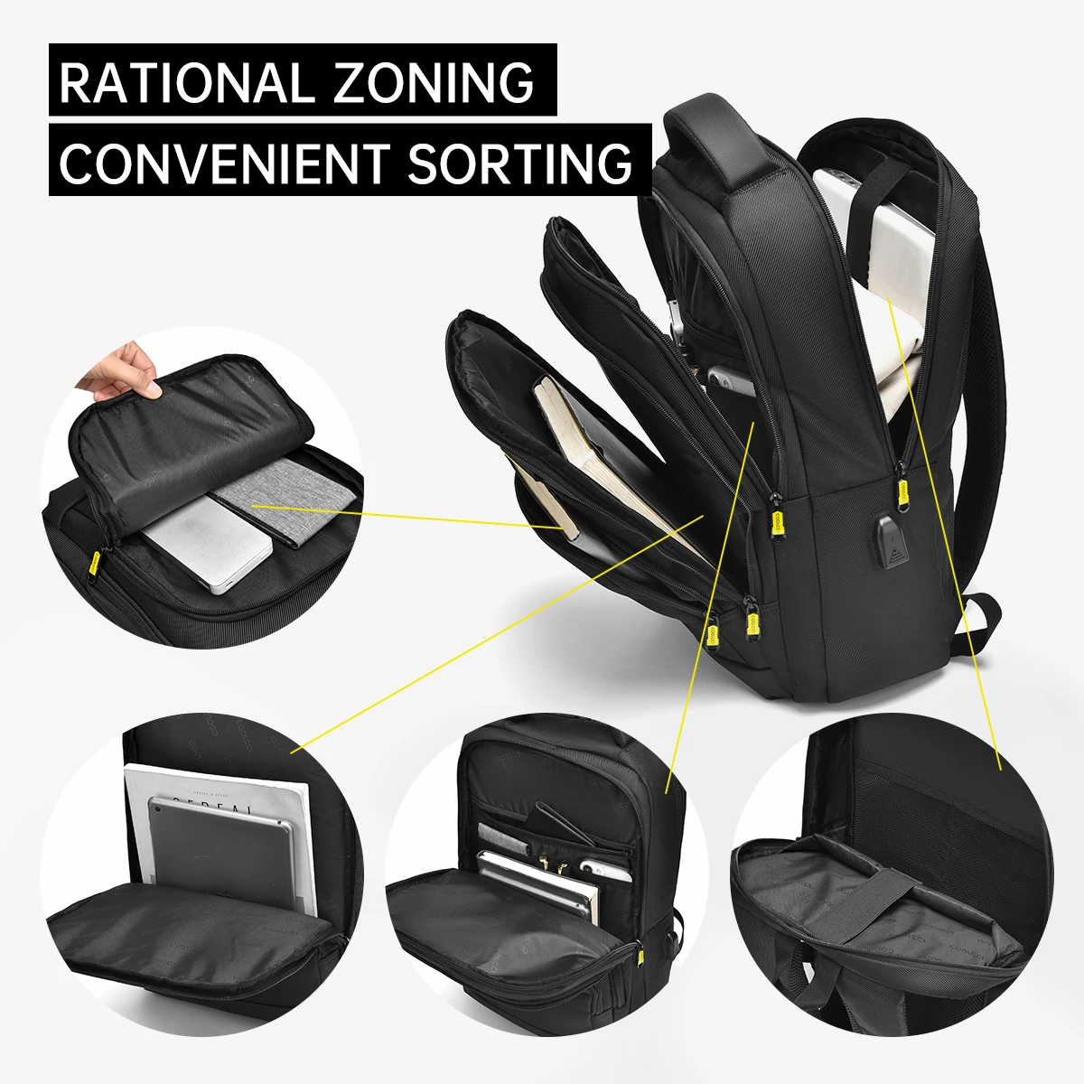Travel Backpack Men's Business Backpack School Bag Rechargeable USB Bag Large-Capacity Laptop Waterproof Fashion Backpack