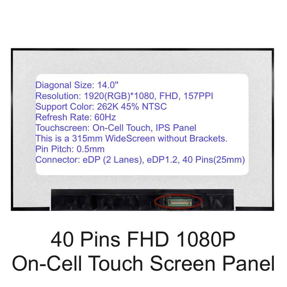 Schermo LCD del computer portatile per DELL Latitude 14 5400 5401 5411 5410 5420 5430, 30 40 Pin FHD Pannello Display A LED NE140FHM-N46 MW6M1 0MW6M1 - immagine 2