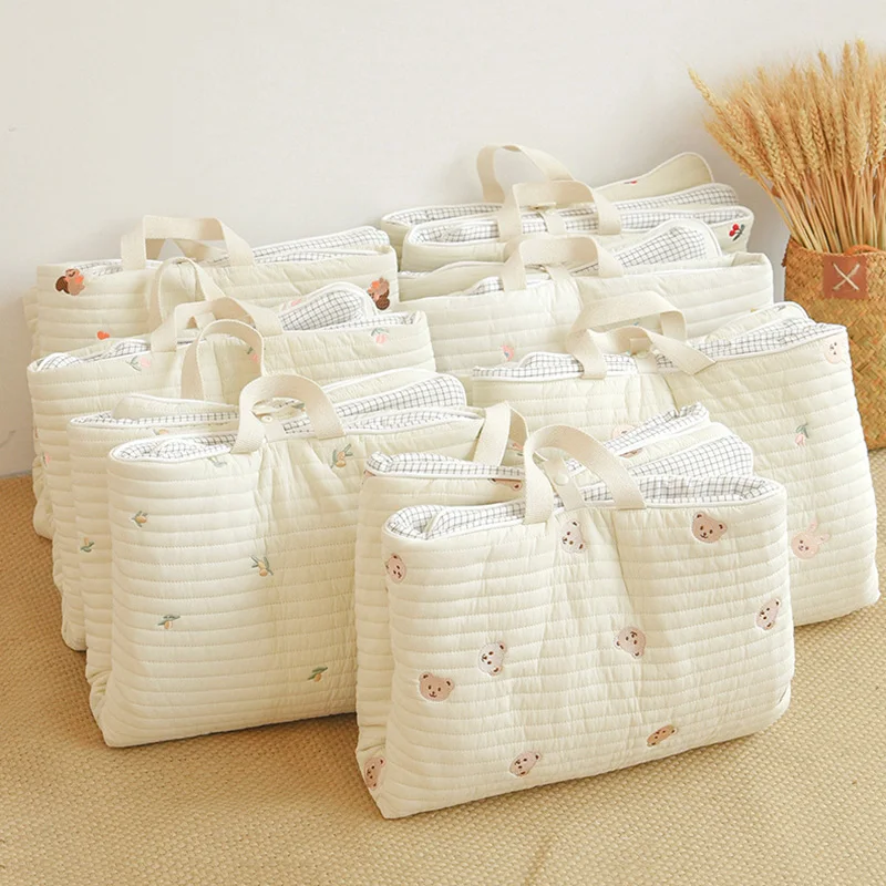 Cotton Thick Baby Crib Cot Mattress Pad for Kindergarten Travel Portable Bed Bear Embroidered Newborn Mattres Protector Play Mat
