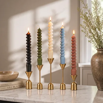 25cm Spiral Decorative Candles Twisted Colored Candles Wedding Table Long Candles for Chandeliers 1