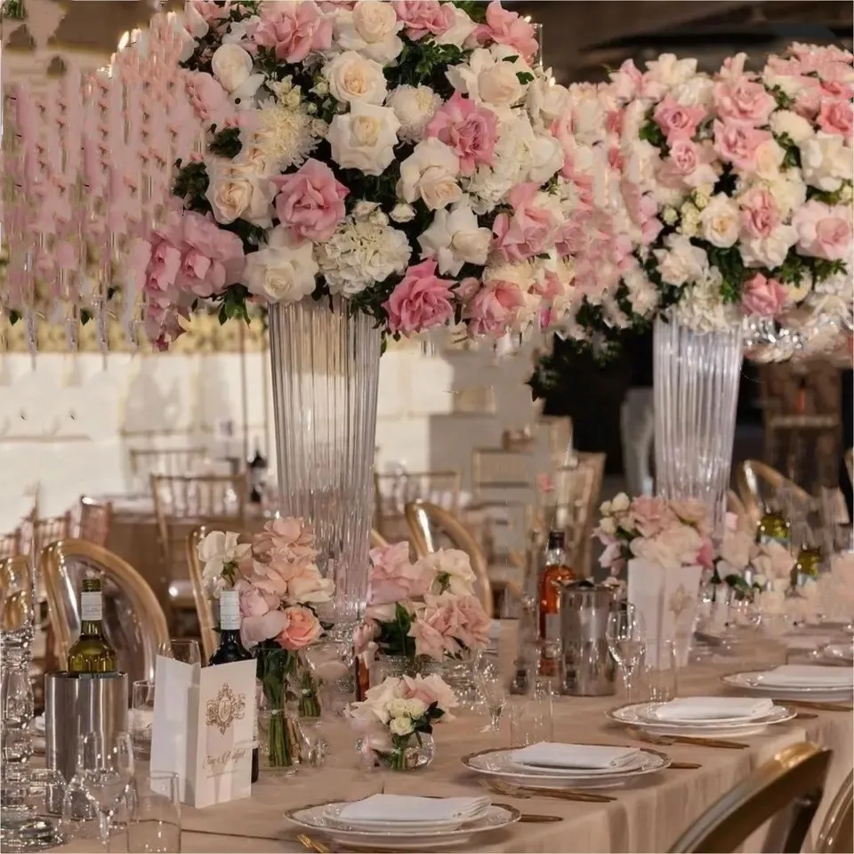 4pcs）China Price Wedding Table Centerpieces Decoration clear glass Flower Stands