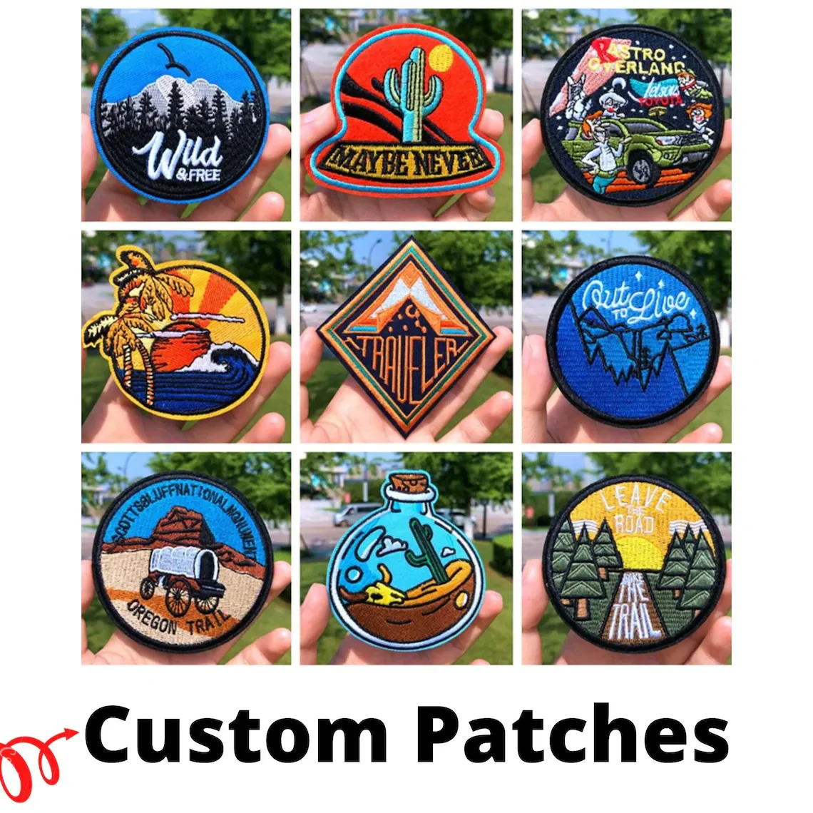 Custom Embroidery iron on Patches for Clothing Logo Customized Sewing Brand  Military Personalized School Badge Caps Wholesale