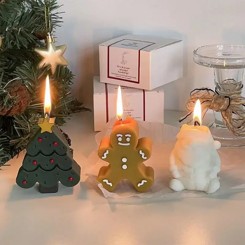 Lot De 2 Moules En Silicone Pour Bougies De Noël - Formes Sapin Et Bonhomme En Pain D'Épices - Pour Résine, Savon, Chocolat DIY