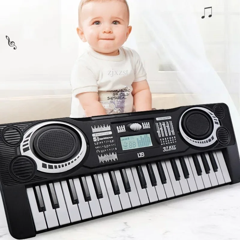 37 Keys USB Electronic Organ Kids Electric Piano Black Digital Music Electronic Keyboard Stereo Beginner Instrument Gift