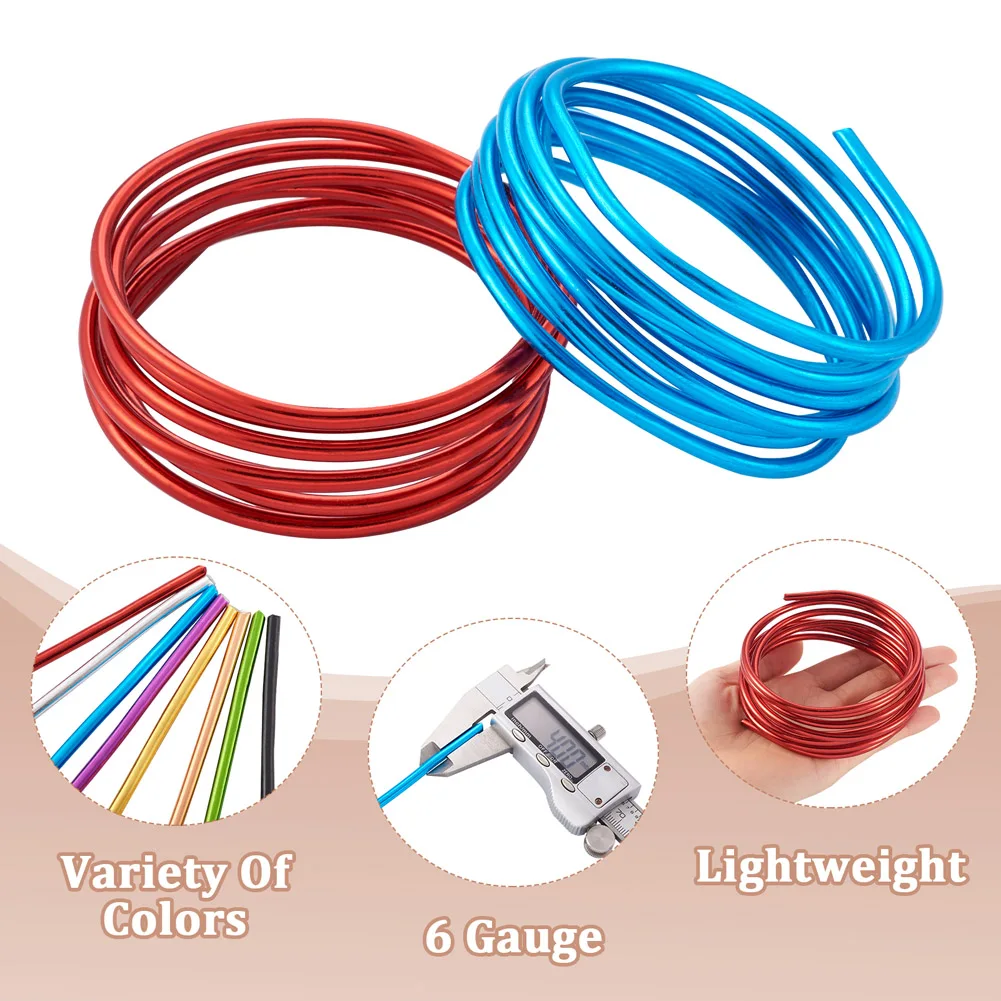 8 Roll 4mm Aluminum Wire Mixed Color Bendable Metal Craft Wire for