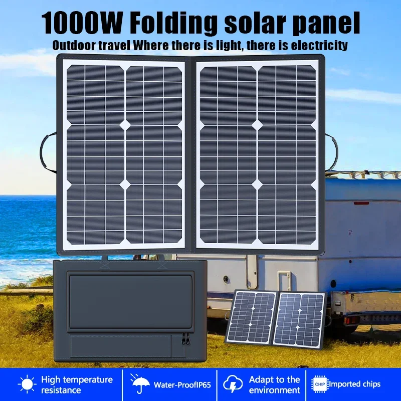 

1000W Solar Panel Kit Complete Camping Foldable Solar Power Station Portable Generator Charger 18V for Car Boat Caravan Camp