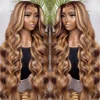 30 40 Inch Highlight Ombre Body Wave 13x4 Lace Front Human Hair 13x6 HD Transparent Lace Frontal Wig Brazilian For Women