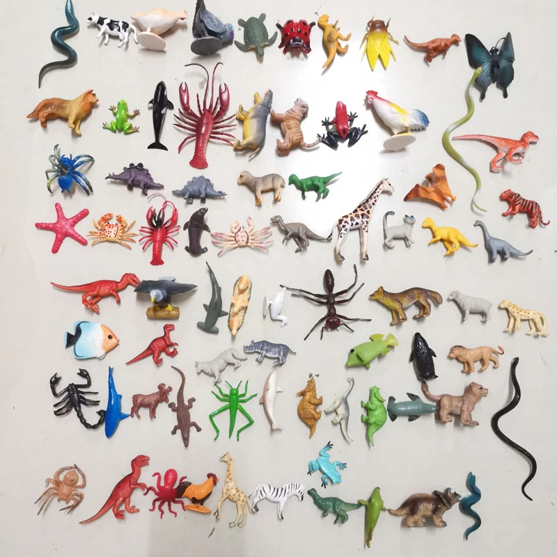 

100pcs/lot 3D Realistic Animal Figure Dinosaur Fish Bird Snake Insect Resin Model Toy Collectible Gift for Child Boy Girl Adult