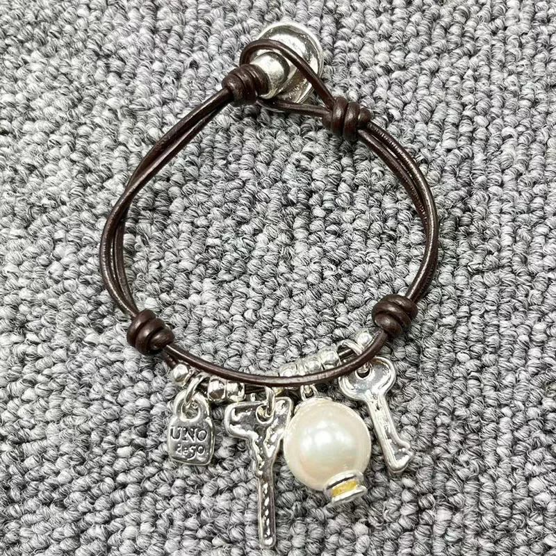 

2022 New UNOde50 Bracelet Fashion Electroplated 925 Pearl Key And Chain Holiday Jewelry Gift