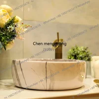 อ่างล้างหน้าแบบวางบนเคาน์เตอร์ RR Art เซรามิกสำหรับห้องน้ำ ลายหิน 3