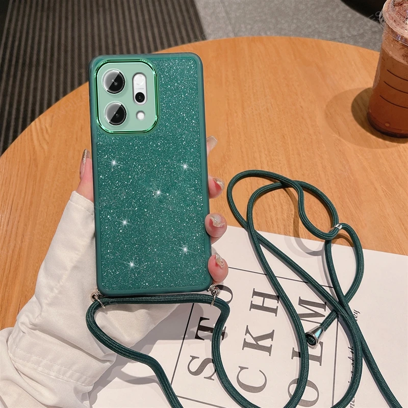 Luxury Crossbody Lanyard Glitter Silicone Case - Candy Color  Cover