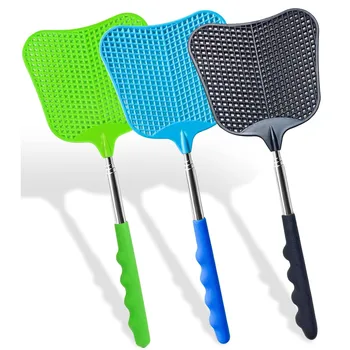 Fly Swatters 2 แพ็ค,ด้ามจับสแตนเลสแบบยืดไสลด์,ชุด FlySwatter พลาสติกสําหรับบ้านกลางแจ้งในร่มเดินป่าตั้งแคมป์สวน 1